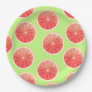 Pink Grapefruit Slices Pattern Pappteller