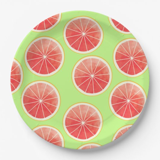 Pink Grapefruit Slices Pattern Pappteller (Vorderseite)