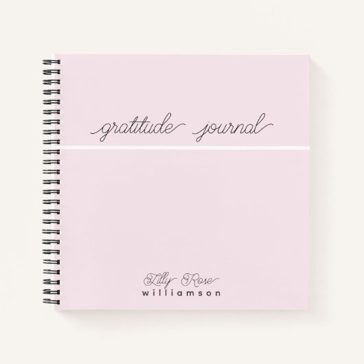 Pink Gratitude Journal - Niedliche Script Typograf Notizblock (Vorderseite)