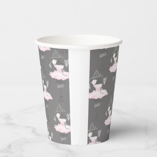 Pink & Grau Ballerina Tutu Princess Party Pappbecher (Rechts)