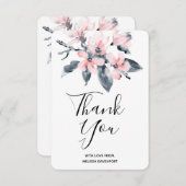 Pink & Grau Blume Classy Watercolor Vielen Dank Dankeskarte (Vorne/Hinten)