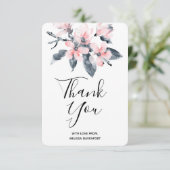 Pink & Grau Blume Classy Watercolor Vielen Dank Dankeskarte (Stehend Vorderseite)