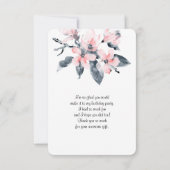 Pink & Grau Blume Classy Watercolor Vielen Dank Dankeskarte (Rückseite)