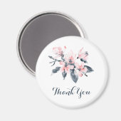 Pink & Grau Blume Classy Watercolor Vielen Dank Magnet (Vorderseite/Rückseite)