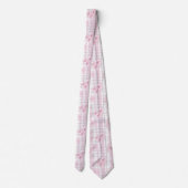 Pink Grau Blume Kariert Weihnachten Neck Tie Krawatte (Rückseite)