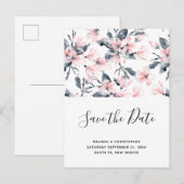 Pink & Grau Blumenmuster Save the Date Einladungspostkarte (Vorne/Hinten)
