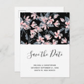 Pink & Grau Blumenmuster Save the Date Einladungspostkarte (Vorne/Hinten)