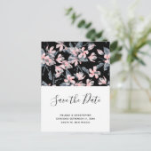 Pink & Grau Blumenmuster Save the Date Einladungspostkarte (Stehend Vorderseite)