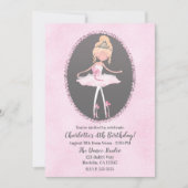Pink & Grau Couture Ballerina Geburtstagsparty Einladung (Vorderseite)