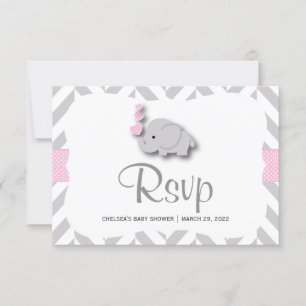 Pink & Grau Elephant Baby Dusche - UAWG RSVP Karte
