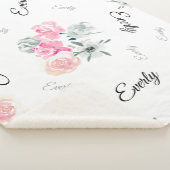 Pink Grau Floral Wasserfarben Mädchenname Sherpadecke (3/4)