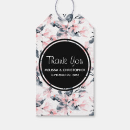 Pink & Grau Floral Wasserfarbmuster Vielen Dank Geschenkanhänger