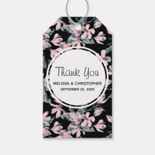 Pink & Grau Floral Wasserfarbmuster Vielen Dank Geschenkanhänger