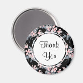 Pink & Grau Floral Wasserfarbmuster Vielen Dank Magnet (Vorderseite/Rückseite)