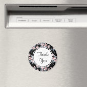 Pink & Grau Floral Wasserfarbmuster Vielen Dank Magnet (In Situ (Geschirrspüler))