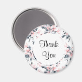 Pink & Grau Floral Wasserfarbmuster Vielen Dank Magnet (Vorderseite/Rückseite)