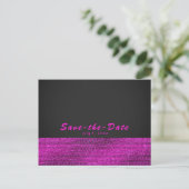 Pink & Grau Moderne Glam Sequins Save the Date Ankündigungspostkarte (Stehend Vorderseite)