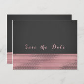 Pink & Grau Moderne Glam Sequins Save the Date Chi Ankündigungspostkarte (Vorne/Hinten)