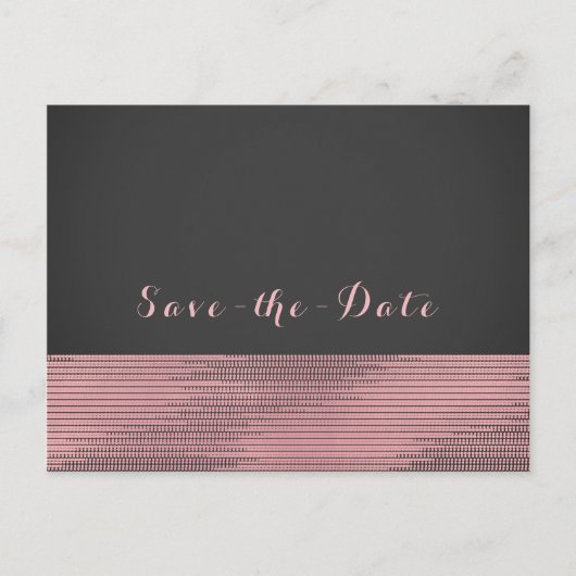 Pink & Grau Moderne Glam Sequins Save the Date Chi Ankündigungspostkarte (Vorderseite)