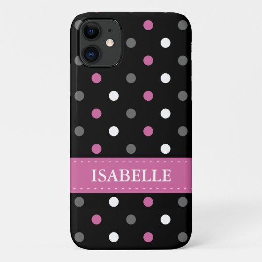 Pink, Grau, Schwarz und Weiß Polka Dot Case-Mate iPhone Hülle (Rückseite)