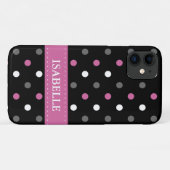 Pink, Grau, Schwarz und Weiß Polka Dot Case-Mate iPhone Hülle (Rückseite (Horizontal))