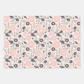 Pink Grau Schwarzes Botanisches Muster Geschenkpapier Set (Vorderseite 3)