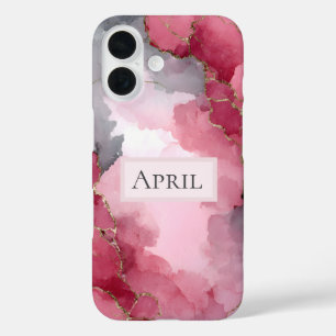 Pink-, Grau- und Goldmarmor  iPhone 16 Hülle