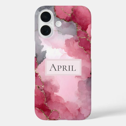 Pink-, Grau- und Goldmarmor Case-Mate iPhone Hülle (Rückseite)
