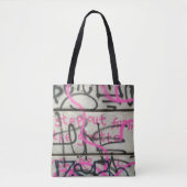 Pink & Grau Urban Graffiti Style Tote Bag Tasche (Vorderseite)