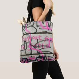 Pink & Grau Urban Graffiti Style Tote Bag Tasche
