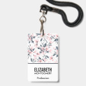 Pink & Grau Wasserfarben-Muster Ausweis (Rückseite mit Lanyard)