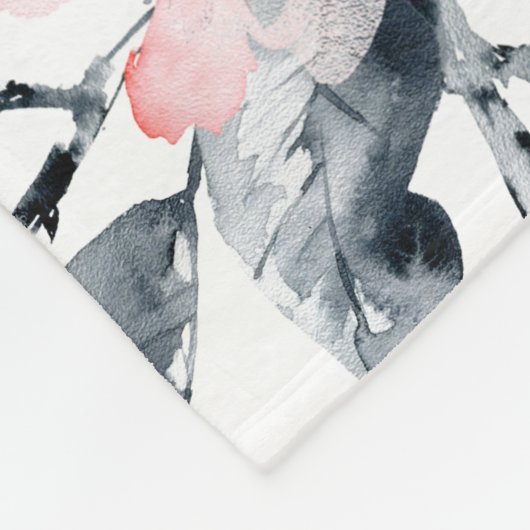 Pink & Grau Wasserfarben-Muster Fleecedecke (Ecke)