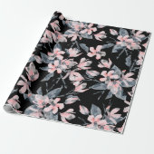 Pink & Grau Wasserfarben-Muster Geschenkpapier (Ungerollt)