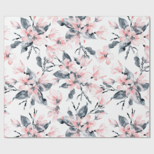Pink & Grau Wasserfarben-Muster Geschenkpapier