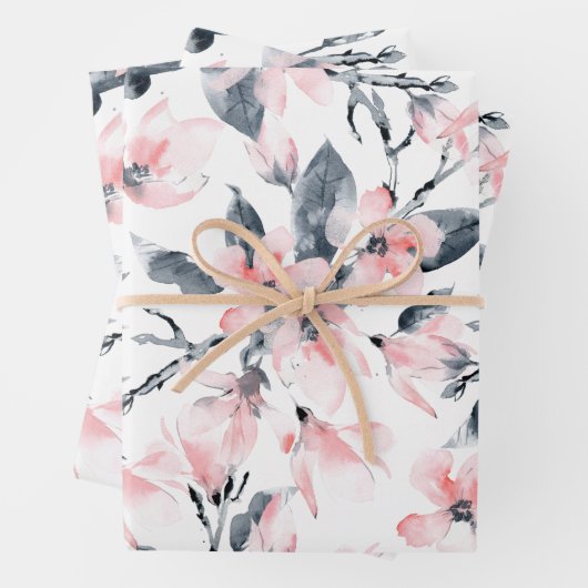 Pink & Grau Wasserfarben-Muster Geschenkpapier Set (Beispiel)