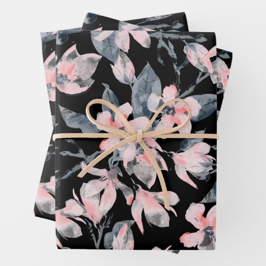 Pink & Grau Wasserfarben-Muster Geschenkpapier Set (Beispiel)