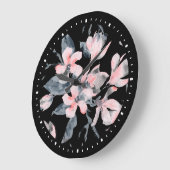Pink & Grau Wasserfarben-Muster Große Wanduhr (Winkel)