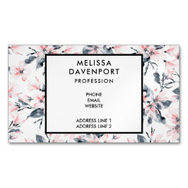 Pink & Grau Wasserfarben-Muster Magnetische Visitenkarte