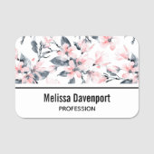 Pink & Grau Wasserfarben-Muster Namensschild (Vorderseite)