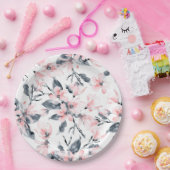 Pink & Grau Wasserfarben-Muster Pappteller (Party)