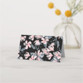 Pink & Grau Wasserfarben-Muster Platzkarte (Rückseite)