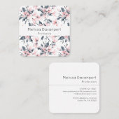 Pink & Grau Wasserfarben-Muster Quadratische Visitenkarte (Vorne/Hinten)