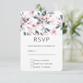 Pink & Grau Wasserfarben-Muster RSVP Karte (Stehend Vorderseite)
