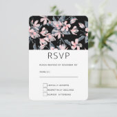 Pink & Grau Wasserfarben-Muster RSVP Karte (Stehend Vorderseite)