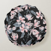 Pink & Grau Wasserfarben-Muster Rundes Kissen (Rückseite)