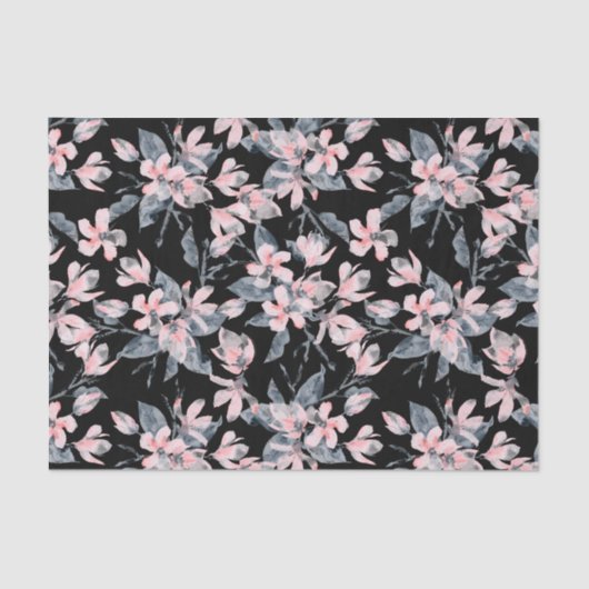 Pink & Grau Wasserfarben-Muster Seidenpapier (Vorderseite)
