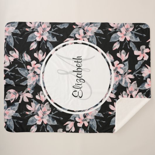 Pink & Grau Wasserfarben-Muster Sherpadecke (Vorderseite (Horizontal))