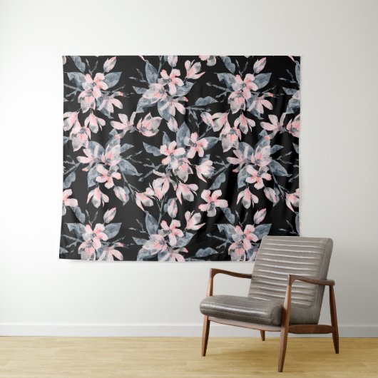 Pink & Grau Wasserfarben-Muster Wandteppich (Beispiel (Horizontal))