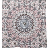 Pink Grau-Weiß-Mandala-Muster Duschvorhang (Vorderseite)