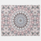 Pink Grau-Weiß-Mandala-Muster Fleecedecke (Vorderseite (Horizontal))